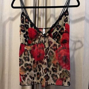 Leopard and Rose Print Women's Top